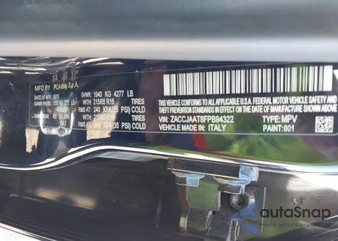 2015 Jeep Renegade Sport from USA, damaged, VIN ZACCJAAT8FPB94322